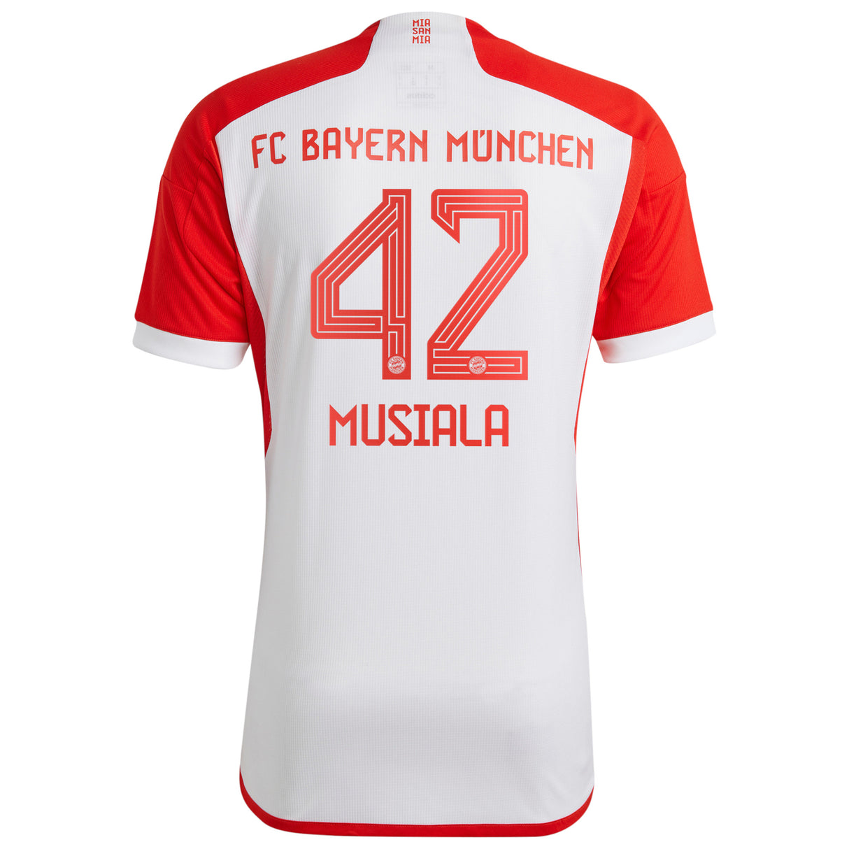 FC Bayern adidas Home Shirt 2023-24 with Musiala 42 printing - Kit Captain