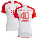 FC Bayern adidas Home Shirt 2023-24 with Mazraoui 40 printing - Kit Captain