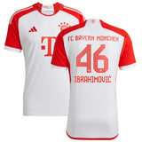 FC Bayern adidas Home Shirt 2023-24 - Kids with Ibrahimovic 46 printing - Kit Captain