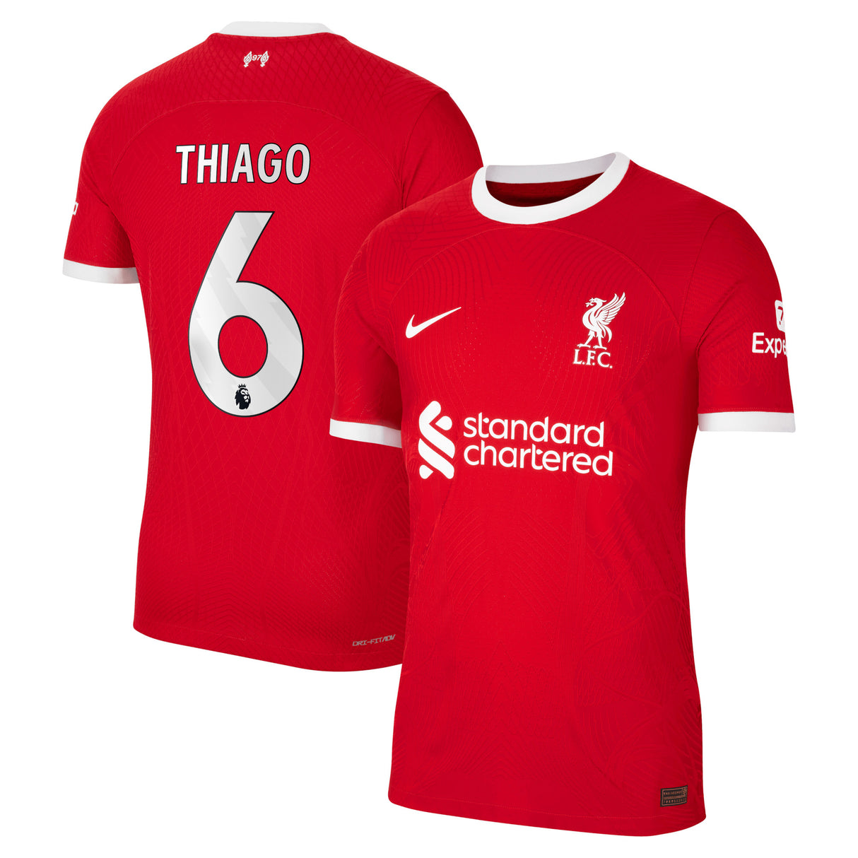 Liverpool Nike Home Dri Fit Adv Match Shirt - 2023-24 with Thiago 6 printing - Kit Captain