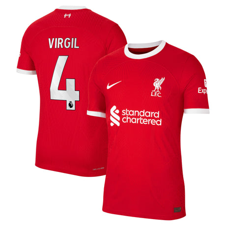 Liverpool Nike Home Dri Fit Adv Match Shirt - 2023-24 with Virgil 4 printing - Kit Captain