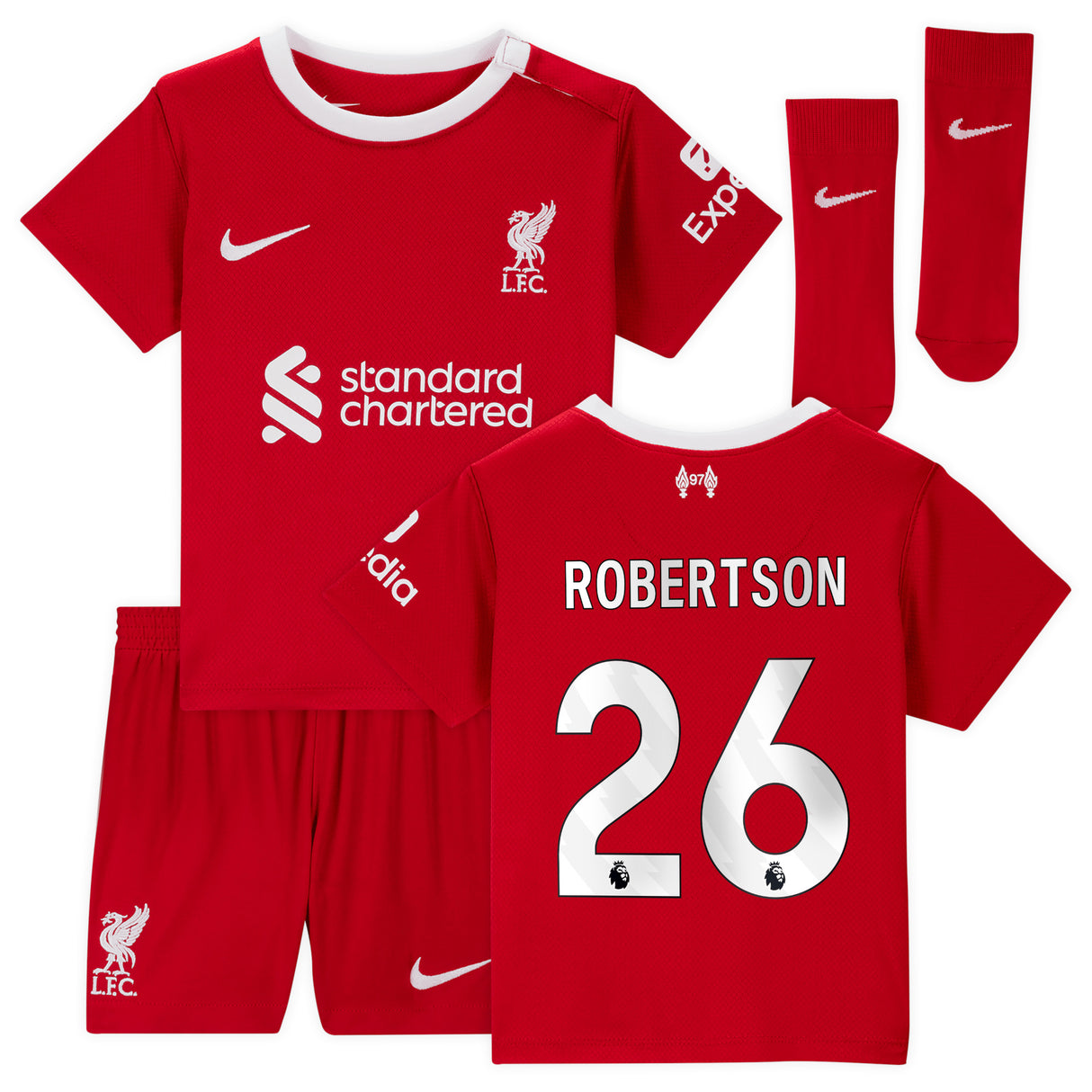 Liverpool Nike Home Stadium Kit - 2023-24 - Infant with Robertson 26 printing - Kit Captain