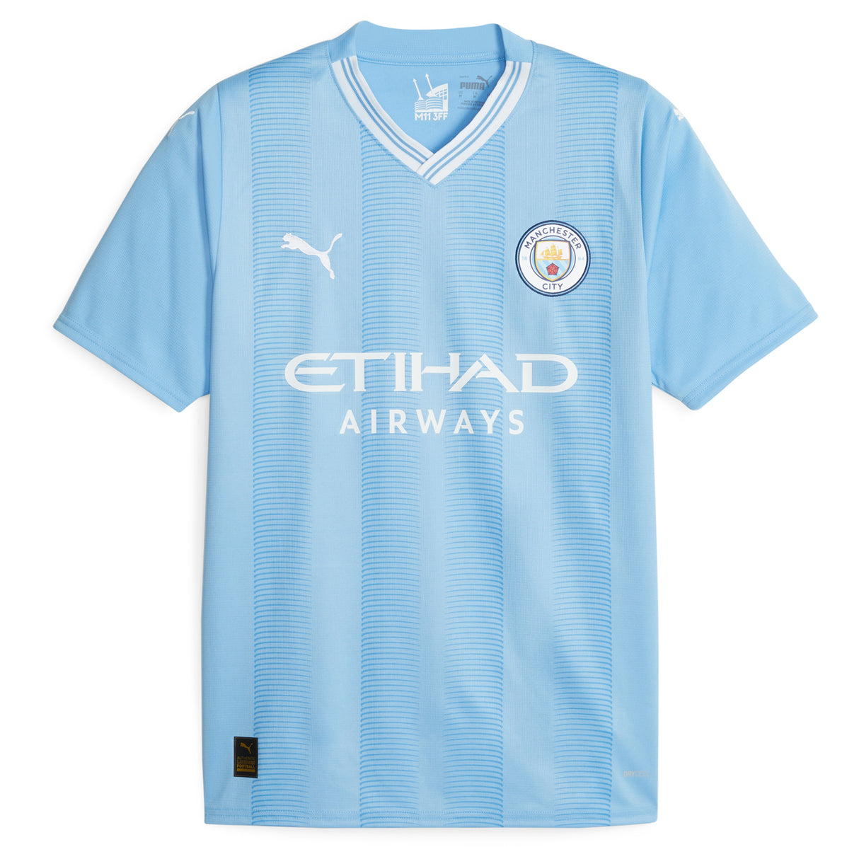 Manchester City Puma Home Shirt 2023-24 with Stones 5 printing - Kit Captain