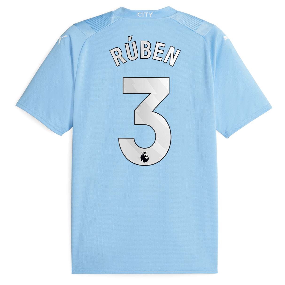 Manchester City Puma Home Shirt 2023-24 with Rúben 3 printing - Kit Captain