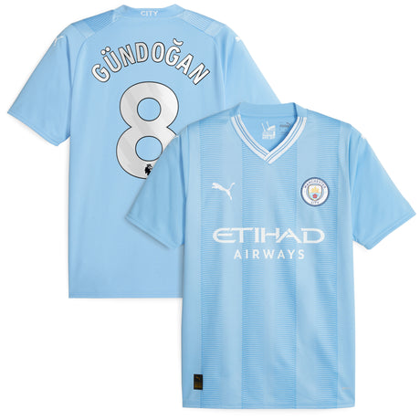 Manchester City Puma Home Shirt 2023-24 with Gündogan 8 printing - Kit Captain