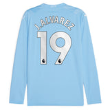 Manchester City Puma Home Shirt 2023-24 - Long Sleeve with J.Alvarez 19 printing - Kit Captain