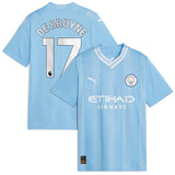 Manchester City Puma Home Shirt 2023-24 - Kids with De Bruyne 17 printing - Kit Captain