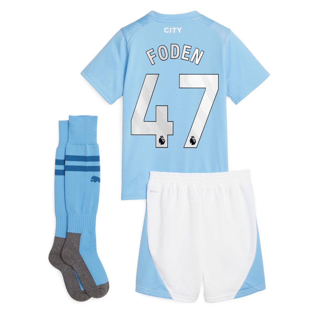 Manchester City Puma Home Minikit 2023-24 with Foden 47 printing - Kit Captain