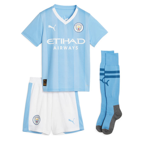 Manchester City Puma Home Minikit 2023-24 with Haaland 9 printing - Kit Captain