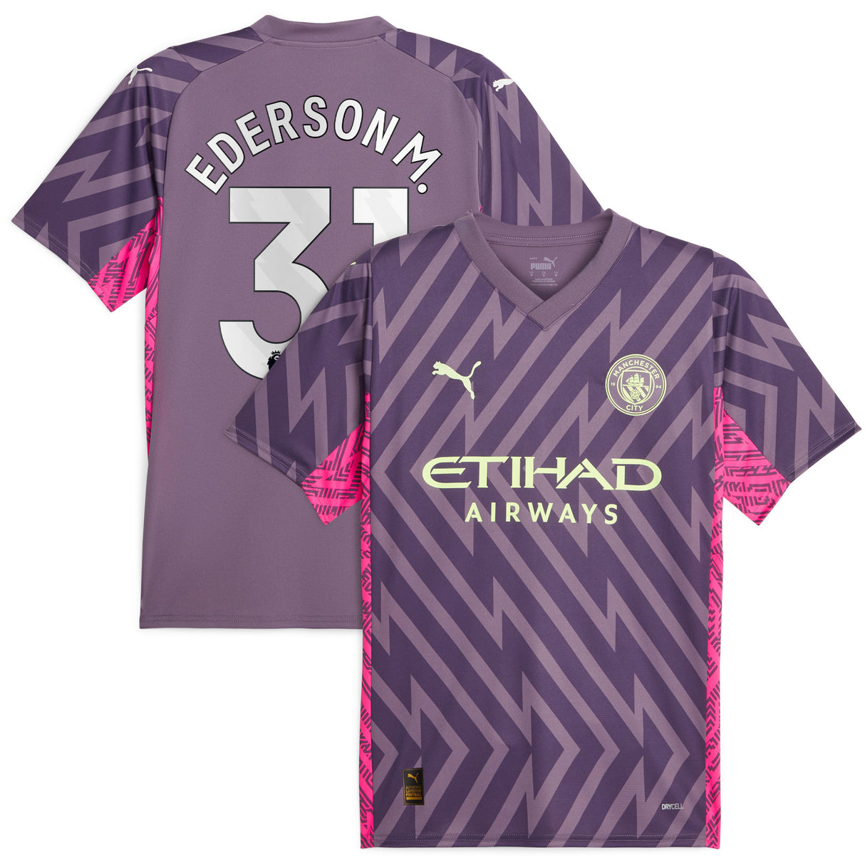 Manchester City Puma Goalkeeper Shirt 2023-24 with Ederson M. 31 printing - Kit Captain