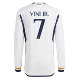 Real Madrid adidas Home Authentic Shirt 2023-24 - Long Sleeve with Vini Jr. 7 printing - Kit Captain