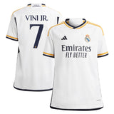 Real Madrid adidas Home Shirt 2023-24 - Kids with Vini Jr. 7 printing - Kit Captain