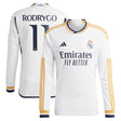 Real Madrid adidas Home Shirt 2023-24 - Long Sleeve with Rodrygo 11 printing - Kit Captain