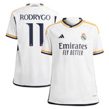 Real Madrid adidas Home Shirt 2023-24 - Kids with Rodrygo 11 printing - Kit Captain