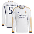 Real Madrid adidas Home Authentic Shirt 2023-24 - Long Sleeve with Bellingham 5 printing - Kit Captain