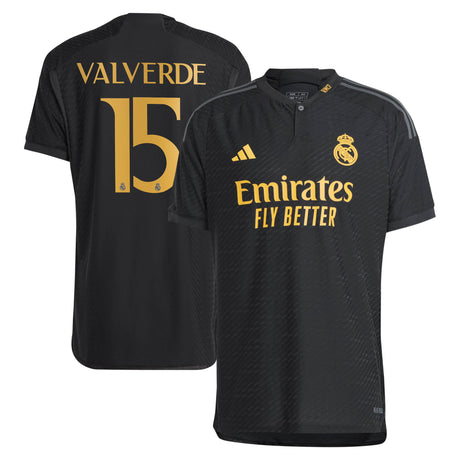 Real Madrid adidas Third Authentic Shirt 2023-24 with Valverde 15 printing - Kit Captain