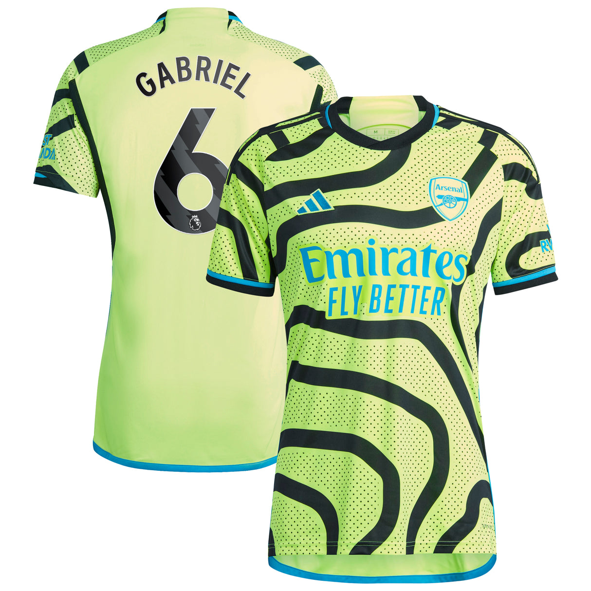 Arsenal adidas Away Shirt 2023-24 with Gabriel 6 printing - Kit Captain