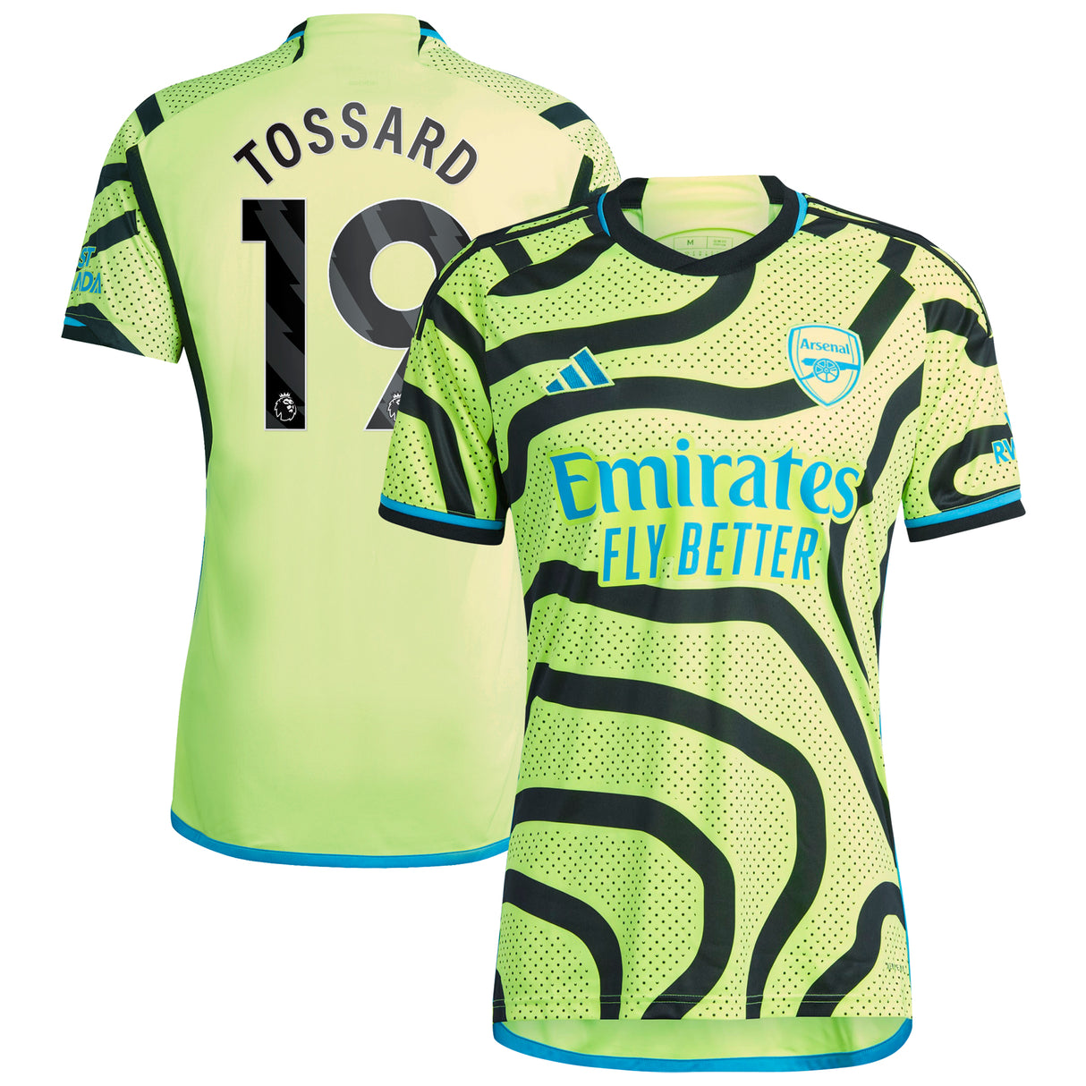 Arsenal adidas Away Shirt 2023-24 with Trossard 19 printing - Kit Captain