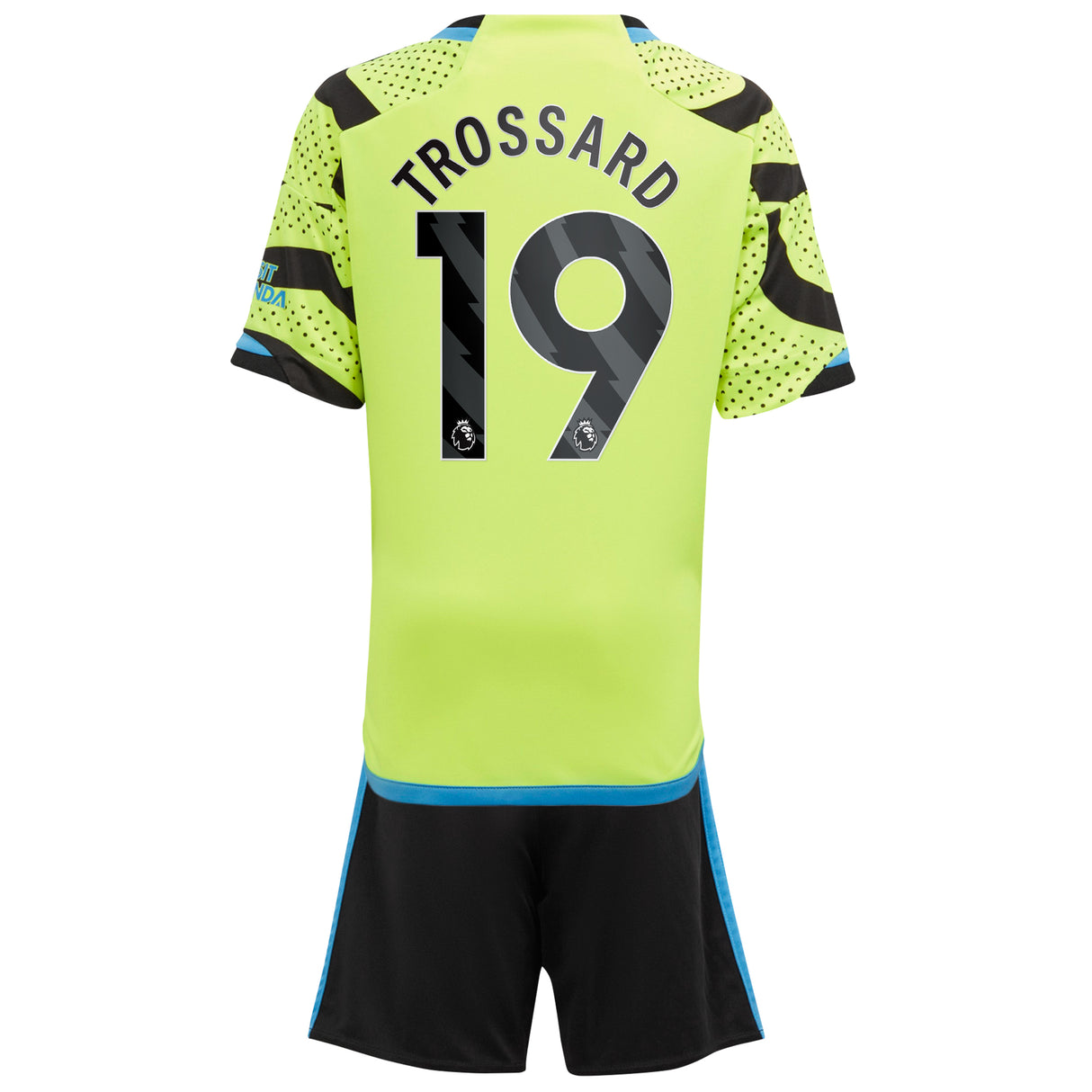 Arsenal adidas Away Minikit 2023-24 with Trossard 19 printing - Kit Captain