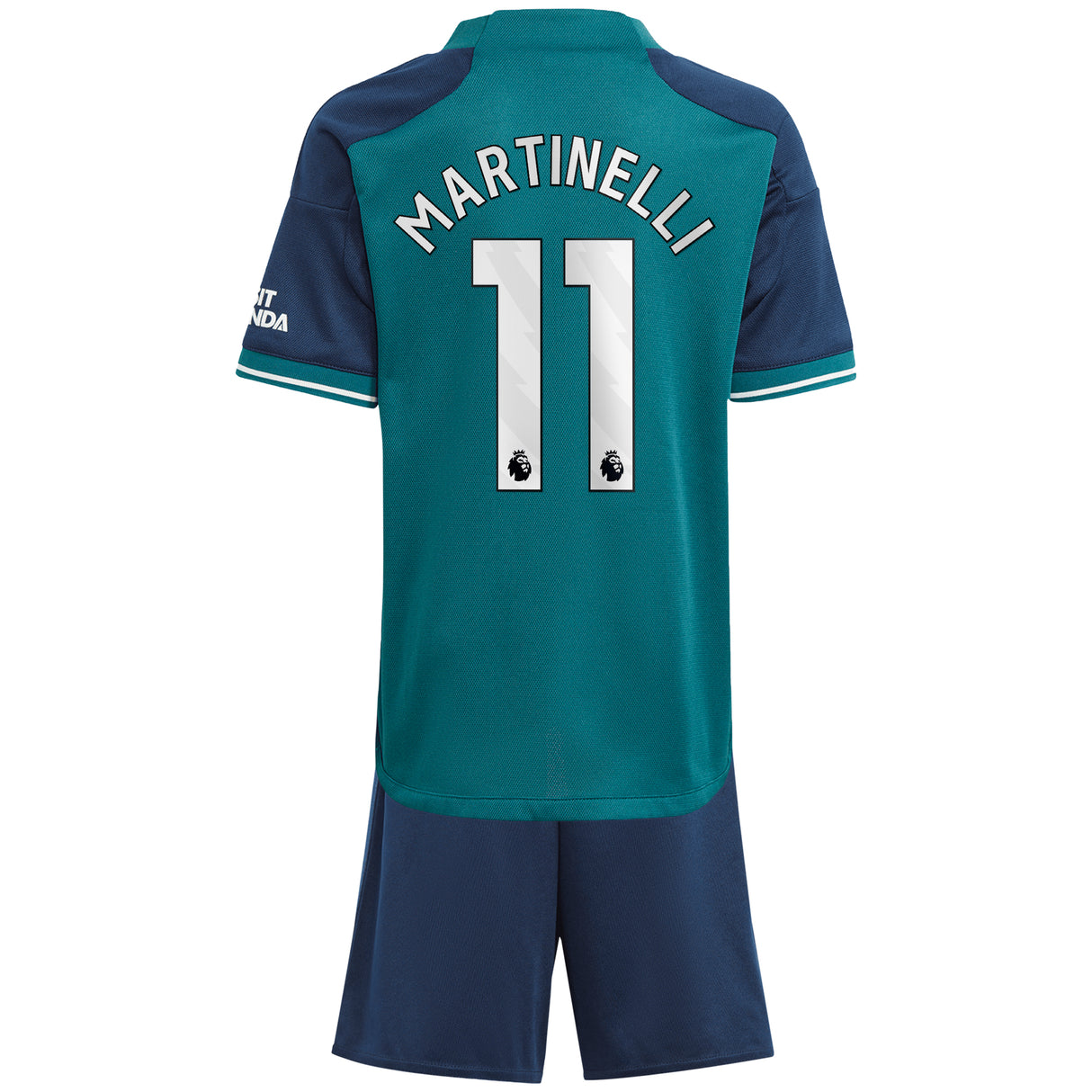 Arsenal adidas Third Minikit 2023-24 with Martinelli 11 printing - Kit Captain