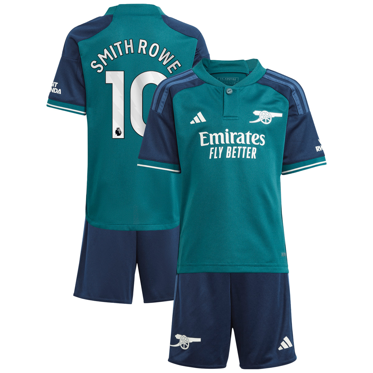 Arsenal adidas Third Minikit 2023-24 with Smith Rowe 10 printing - Kit Captain