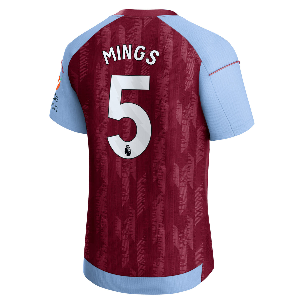 Aston Villa Castore Home Pro Shirt 2023-24 with Mings 5 printing - Kit Captain