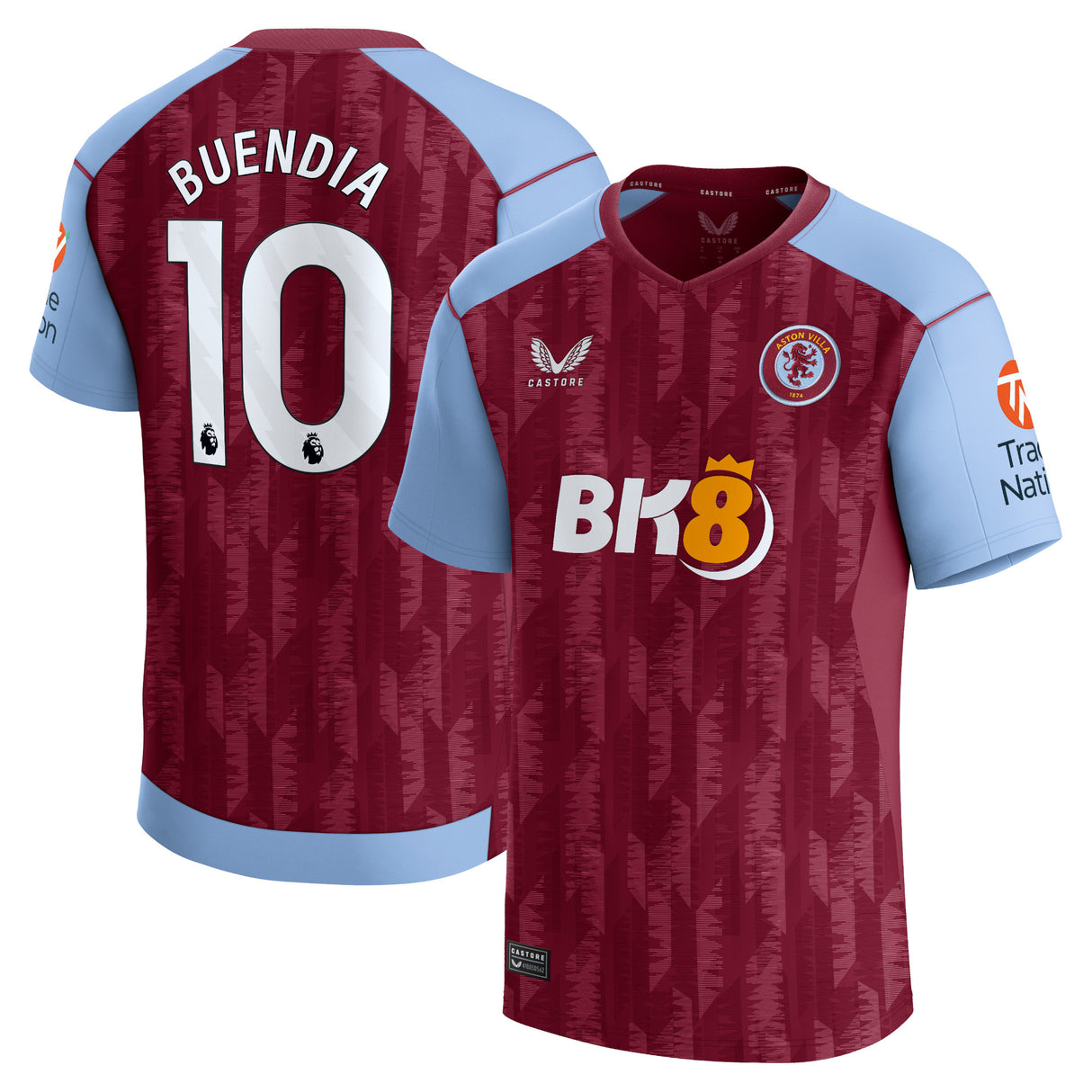 Aston Villa Castore Home Shirt 2023-24 with Buendia 10 printing - Kit Captain