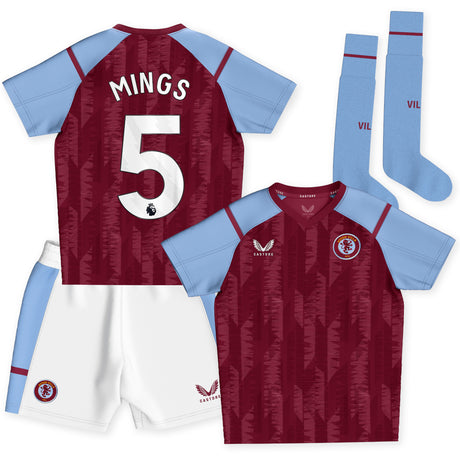 Aston Villa Castore Home Infant Kit 2023-24 with Mings 5 printing - Kit Captain