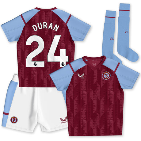 Aston Villa Castore Home Infant Kit 2023-24 with Duran 24 printing - Kit Captain