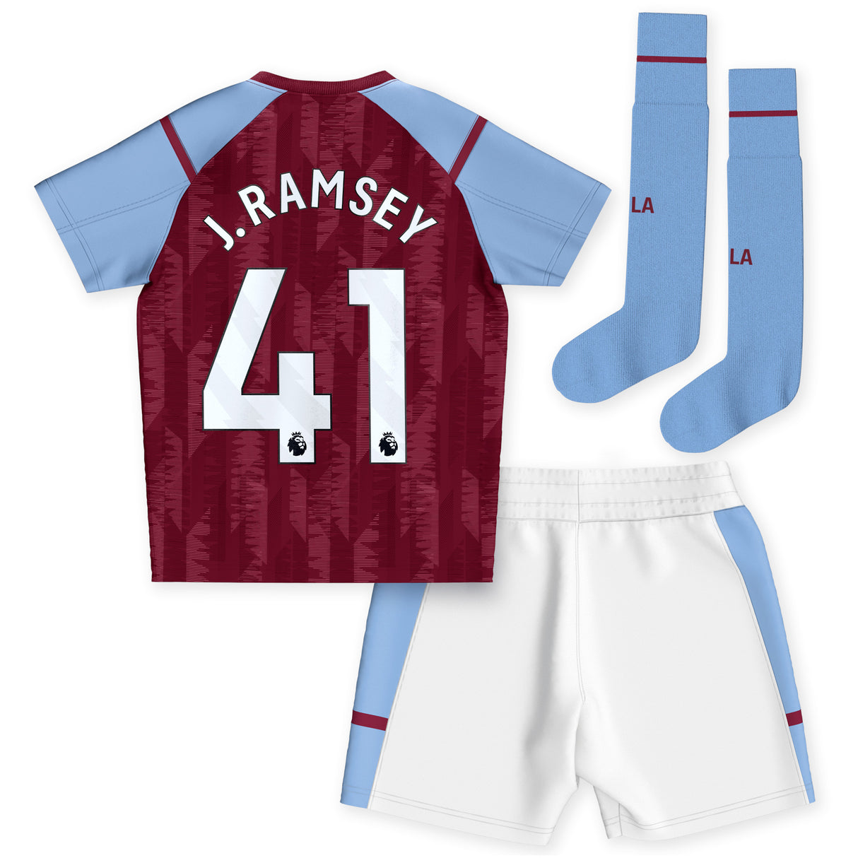 Aston Villa Castore Home Infant Kit 2023-24 with J. Ramsey 41 printing - Kit Captain