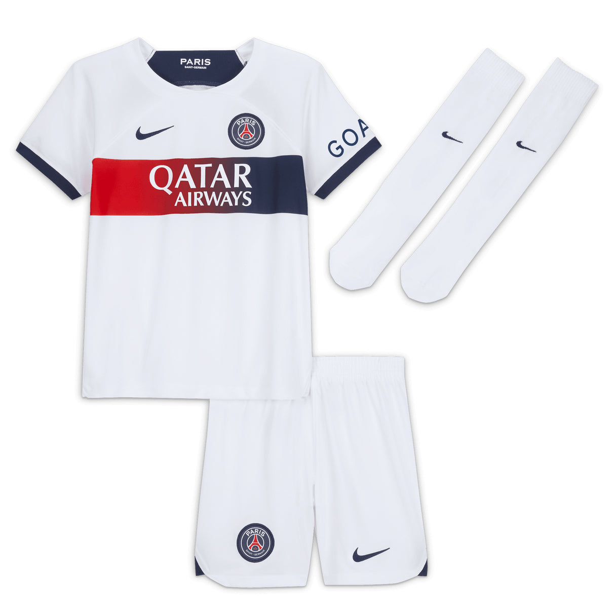 Paris Saint-Germain Nike Away Stadium Kit 2023-24 - Little Kids with Hakimi 2 printing - Kit Captain