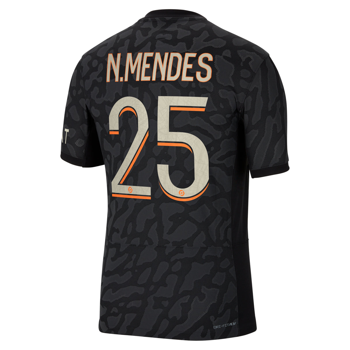 PSG x Jordan Third Dri-FIT ADV Match Shirt 2023-24 with N.Mendes 25 printing - Kit Captain