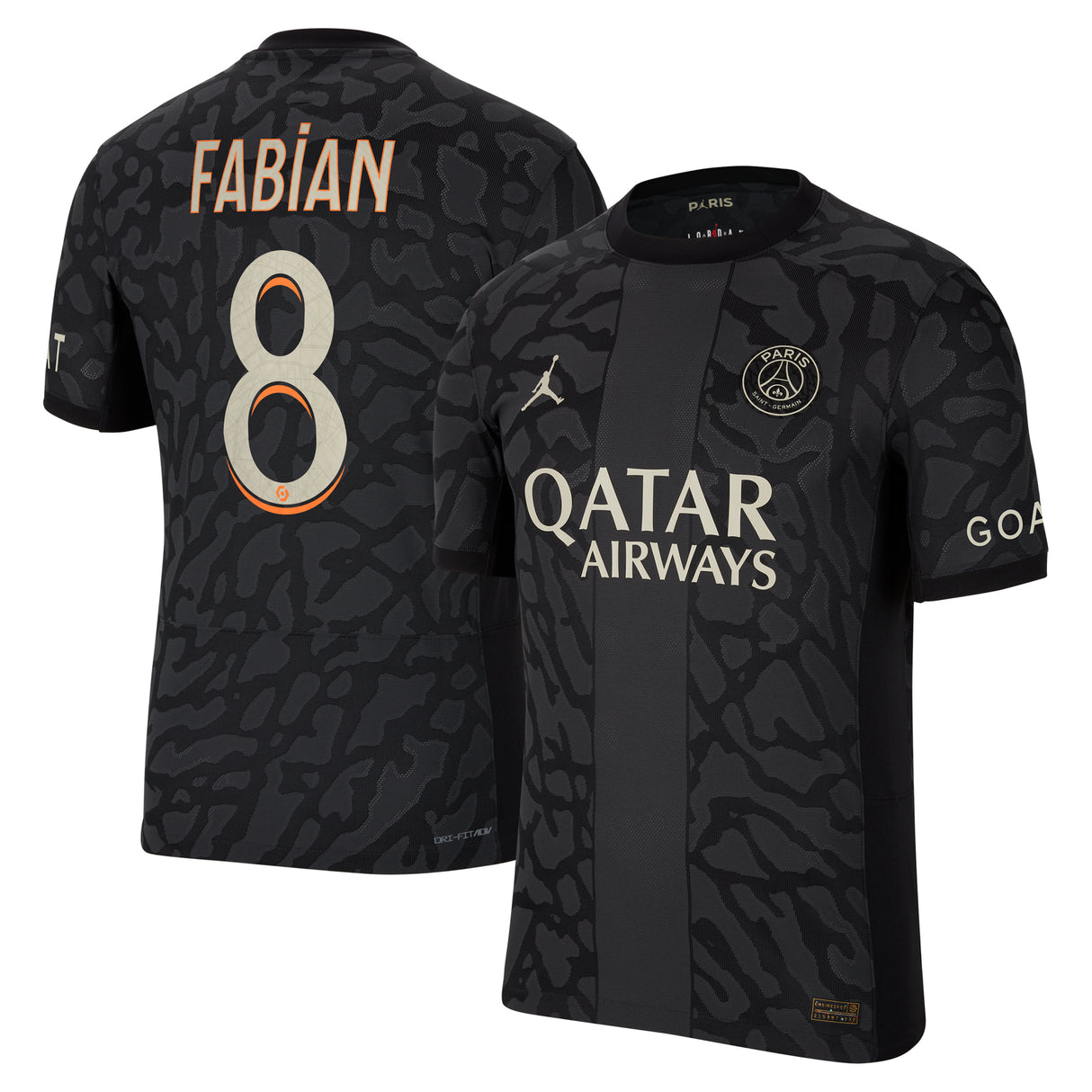 PSG x Jordan Third Dri-FIT ADV Match Shirt 2023-24 with Fabian  8 printing - Kit Captain