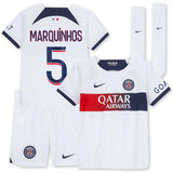 Paris Saint-Germain Nike Away Stadium Kit 2023-24 - Little Kids with Marquinhos 5 printing - Kit Captain