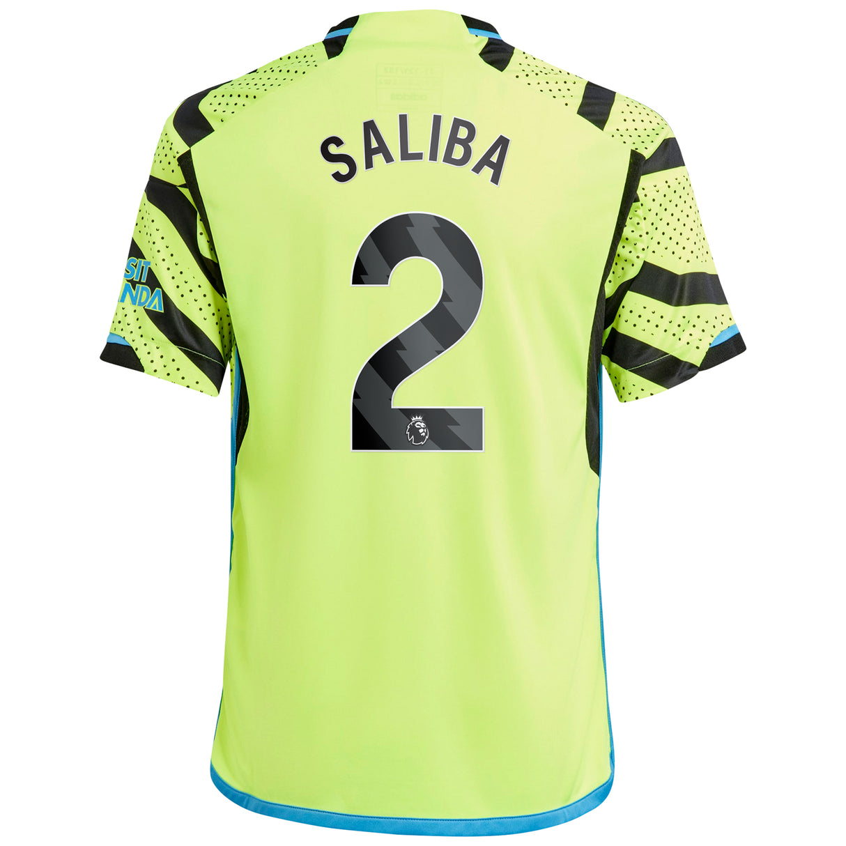 Arsenal adidas Away Shirt 2023-24 - Kids with Saliba 2 printing - Kit Captain