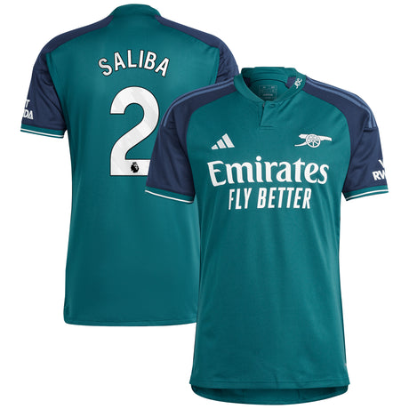 Arsenal adidas Third Shirt 2023-24 with Saliba 2 printing - Kit Captain