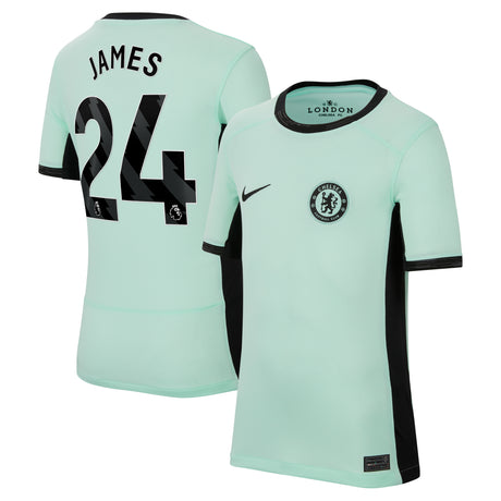 Chelsea Third Stadium Shirt 2023-24 - Kids with James 24 printing - Kit Captain