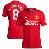 Manchester United EPL adidas Home Authentic Shirt 2023-24 with B.Fernandes 8 printing - Kit Captain