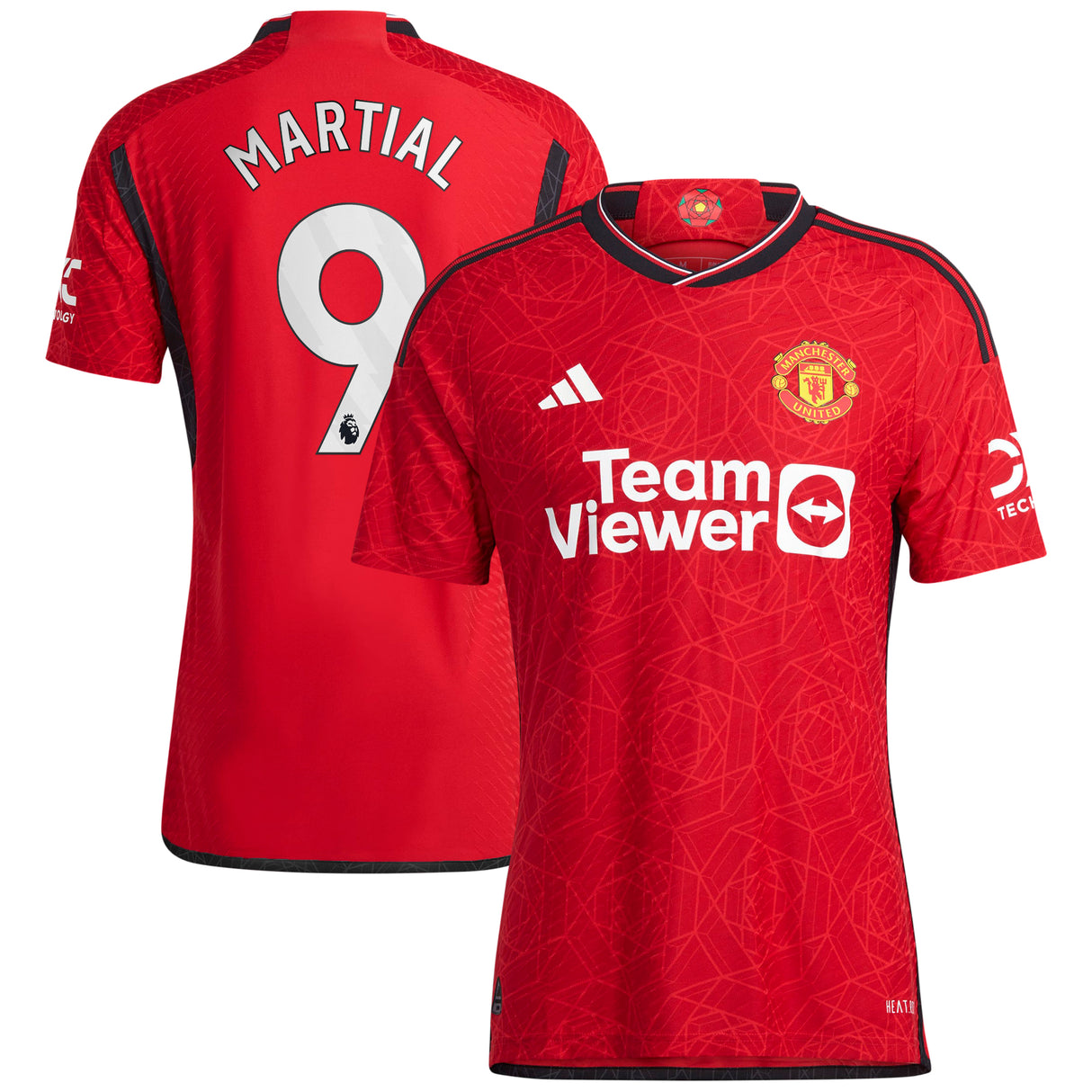 Manchester United EPL adidas Home Authentic Shirt 2023-24 with Martial 9 printing - Kit Captain