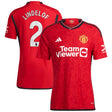 Manchester United EPL adidas Home Authentic Shirt 2023-24 with Lindelof 2 printing - Kit Captain