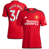 Manchester United EPL adidas Home Authentic Shirt 2023-24 with Van De Beek 34 printing - Kit Captain