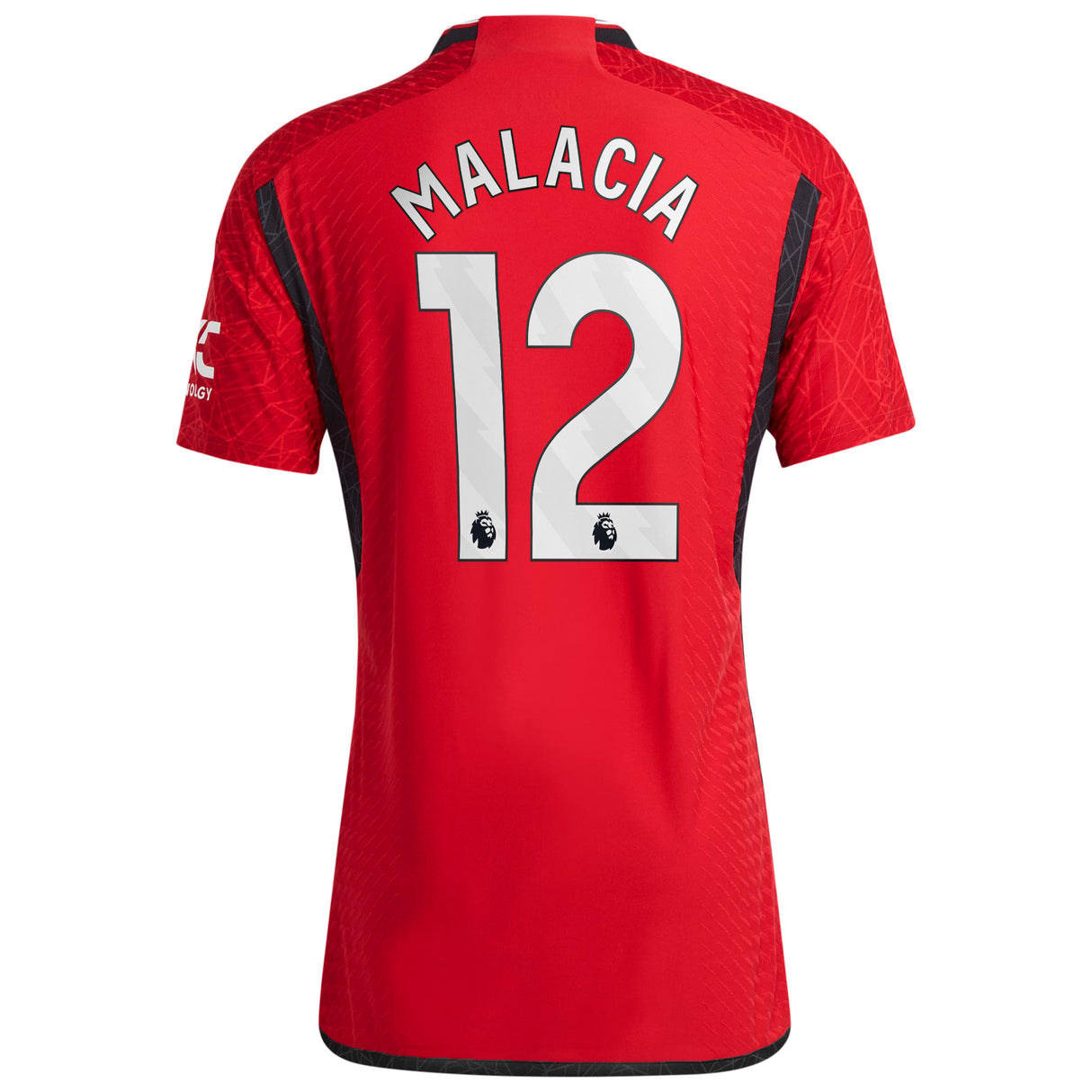 Manchester United EPL adidas Home Authentic Shirt 2023-24 with Malacia 12 printing - Kit Captain