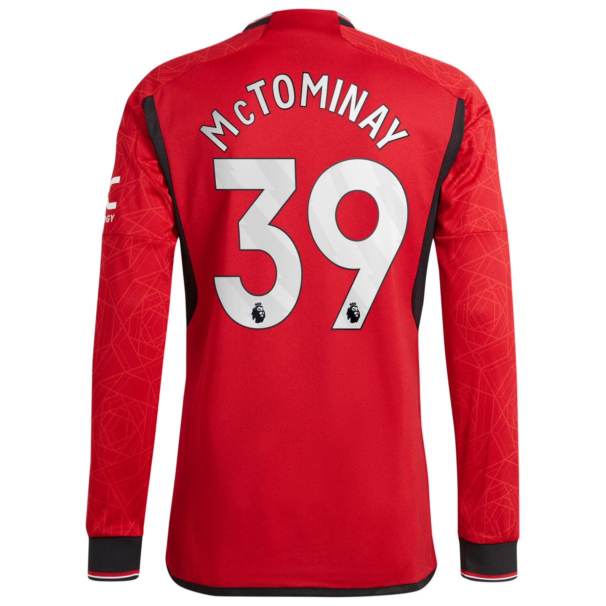 Manchester United EPL adidas Home Authentic Shirt 2023-24 - Long Sleeve with McTominay 39 printing - Kit Captain