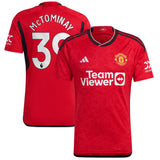 Manchester United EPL adidas Home Shirt 2023-24 with McTominay 39 printing - Kit Captain