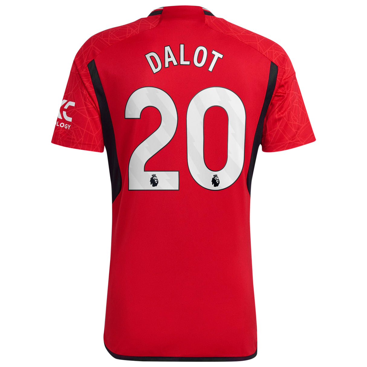 Manchester United EPL adidas Home Shirt 2023-24 with Dalot 20 printing - Kit Captain