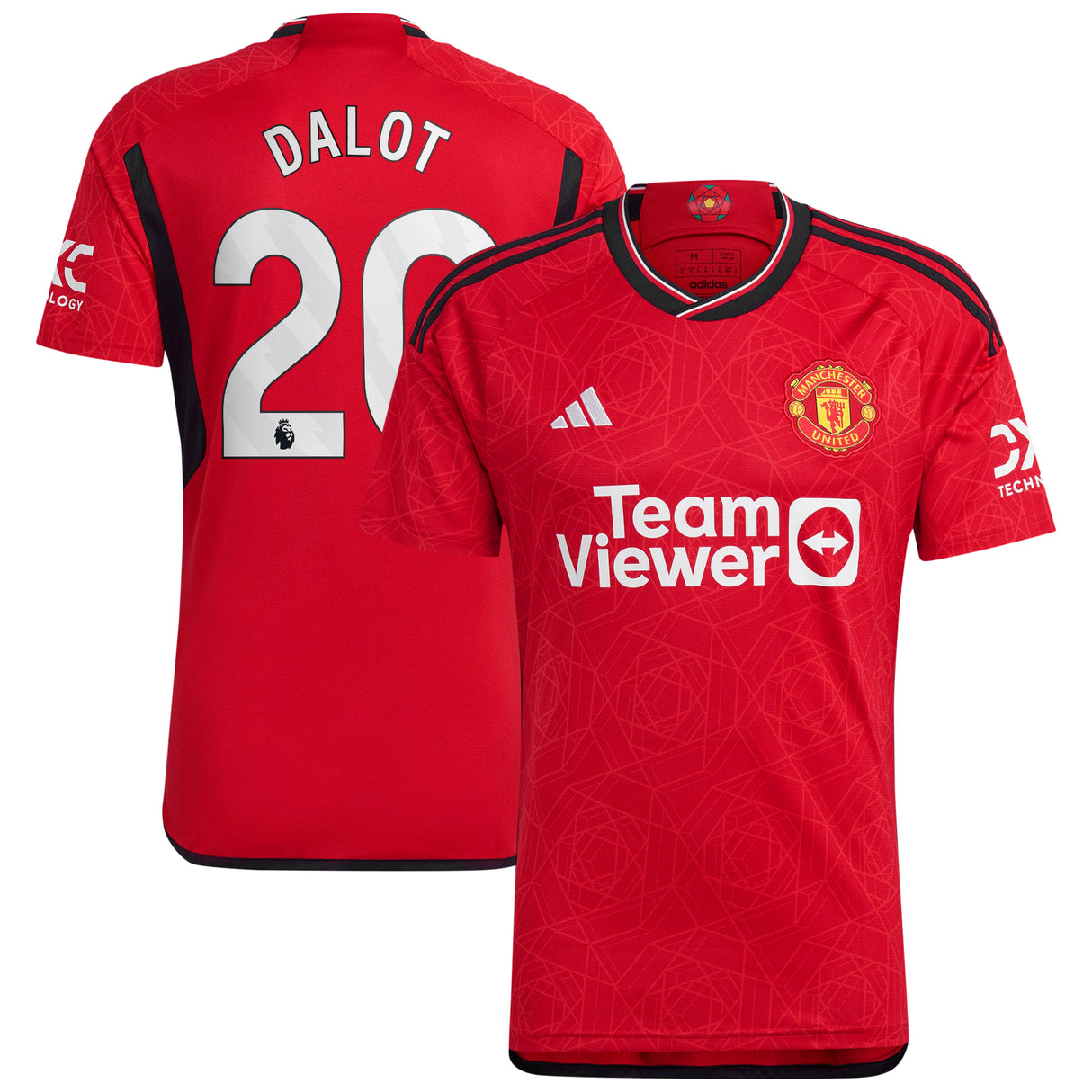 Manchester United EPL adidas Home Shirt 2023-24 with Dalot 20 printing - Kit Captain