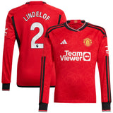 Manchester United EPL adidas Home Shirt 2023-24 - Long Sleeve with Lindelof 2 printing - Kit Captain