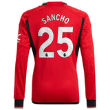 Manchester United EPL adidas Home Shirt 2023-24 - Long Sleeve with Sancho 25 printing - Kit Captain