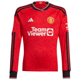 Manchester United EPL adidas Home Shirt 2023-24 - Long Sleeve with B.Fernandes 8 printing - Kit Captain