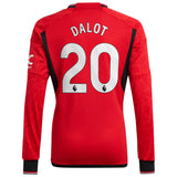 Manchester United EPL adidas Home Shirt 2023-24 - Long Sleeve with Dalot 20 printing - Kit Captain